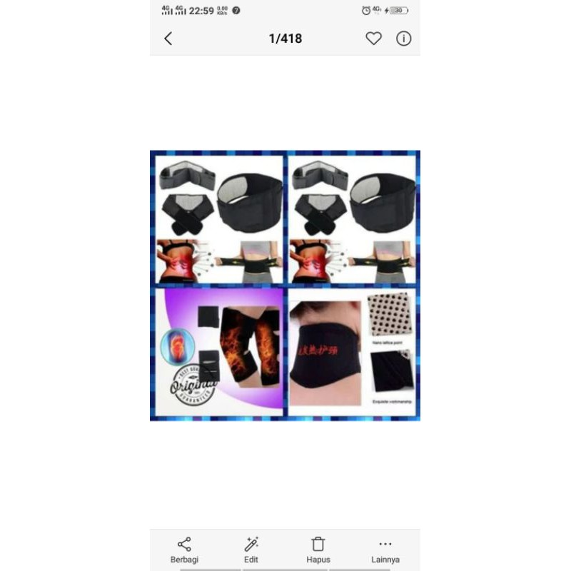 paket lengkap alat terapi pemanas thourmalin/pinggang,lutut,leher