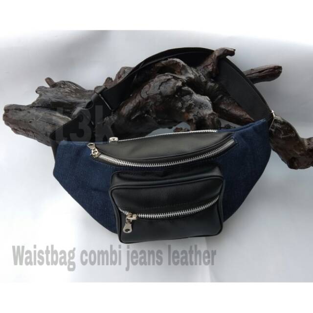 Waist bag combi leather jeans tas pinggang kombinasi jeans kulit