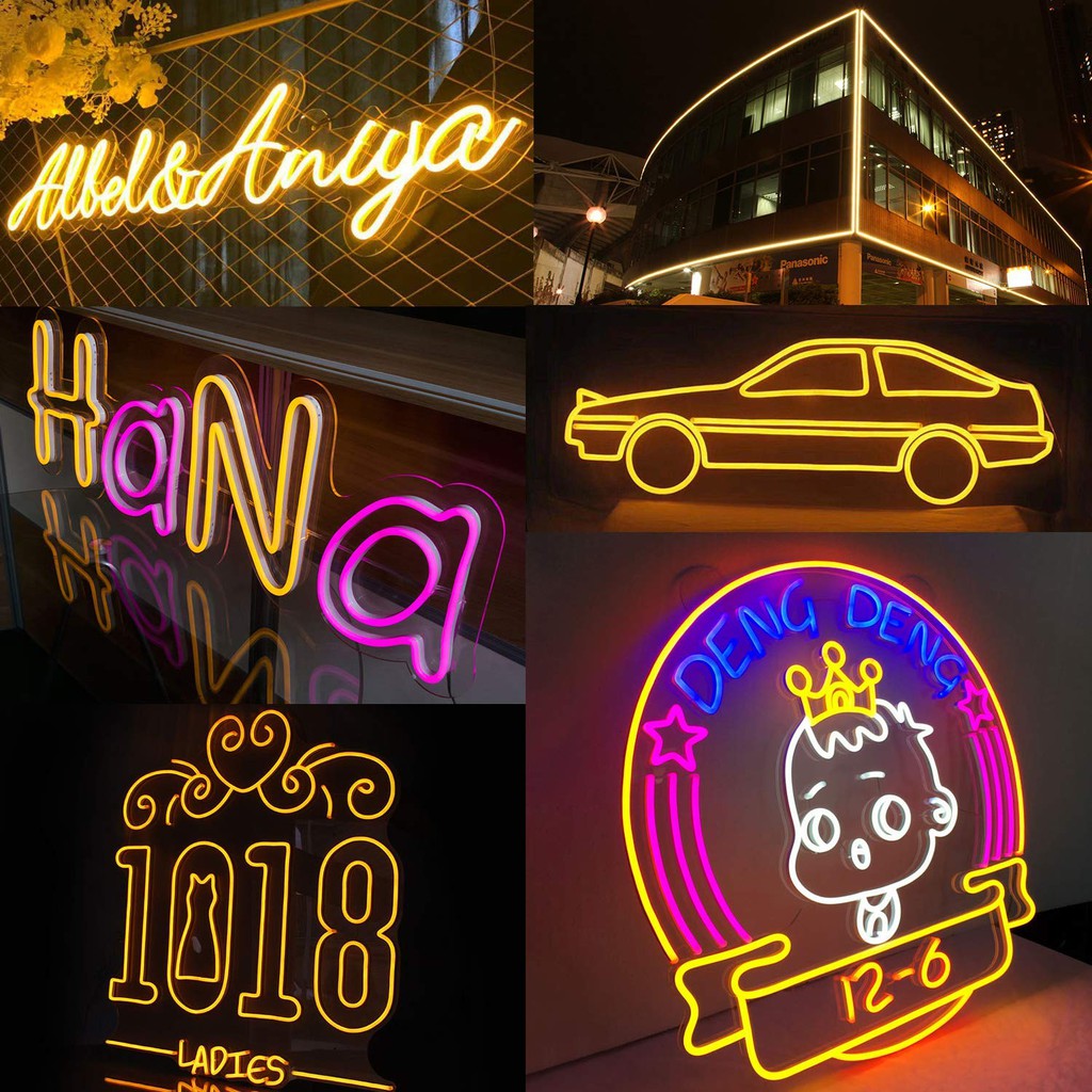 Lampu LED Neon Flex Flexible Sign Strip Waterproof IP65 Lights Silicone Tube Yellow Kuning