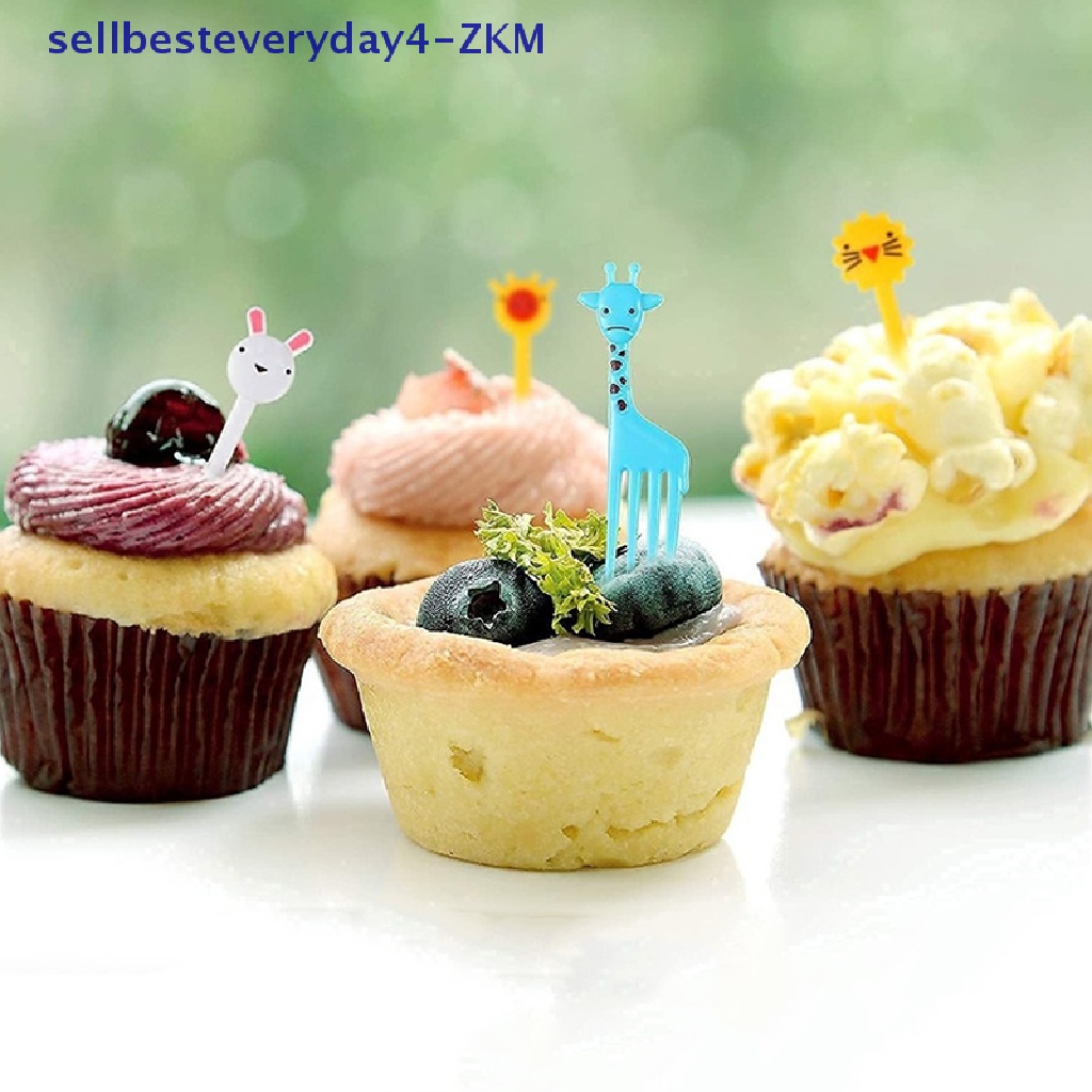 52pcs Garpu Buah Dessert Mini Desain Kartun Hewan Untuk Dekorasi Pesta Anak