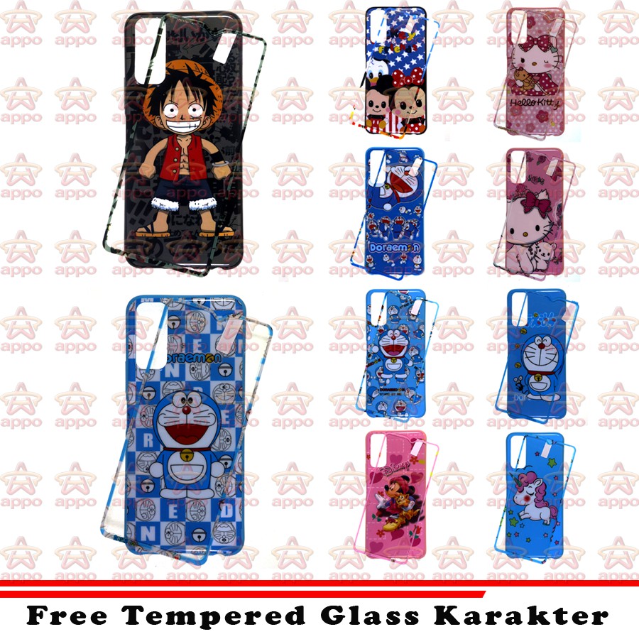 Vivo Y20 / Y20i / Y20s Soft Case 360 Karakter Doraemon One Piece + Tempred Glass karakter