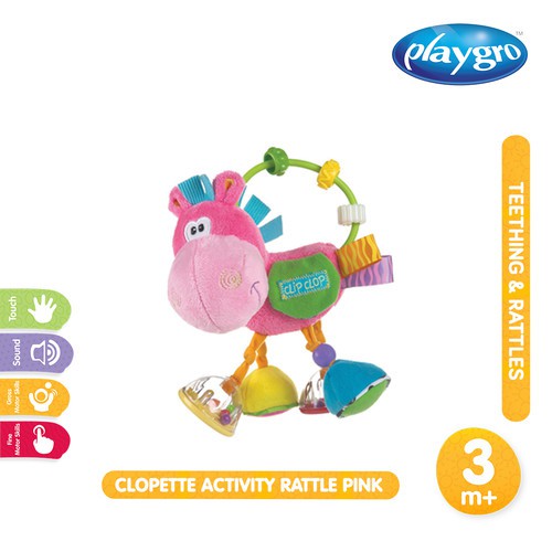 Playgro Clopette Activity Rattle Pink Mainan Anak