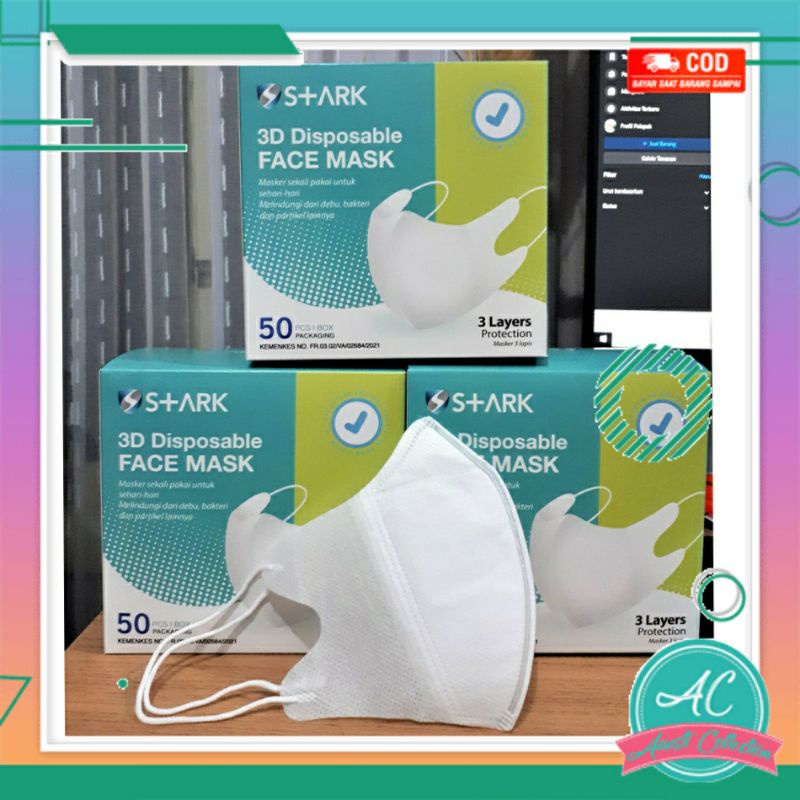 1 box 50pcs MASKER Duckbill stark face mask Putih kualitas kemenkes garis