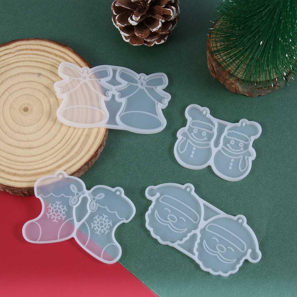 Solighter Anting Cetakan Menjuntai Handmade UV Epoxy Elk Snowflake Santa Claus Silicone Mold