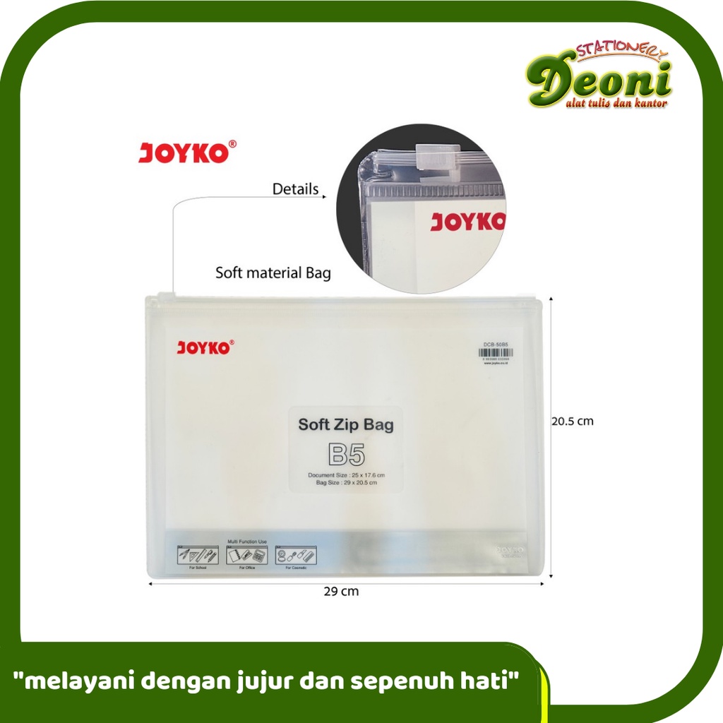 

JOYKO DCB-50B5 Document Soft Zip Bag Tas Dokumen B5