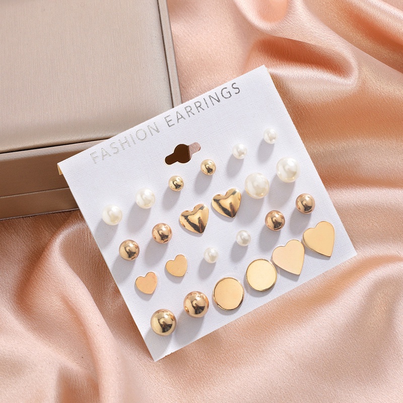 Fancyqube Anting Stud Desain Hati Aksen Mutiara Imitasi Untuk Wanita