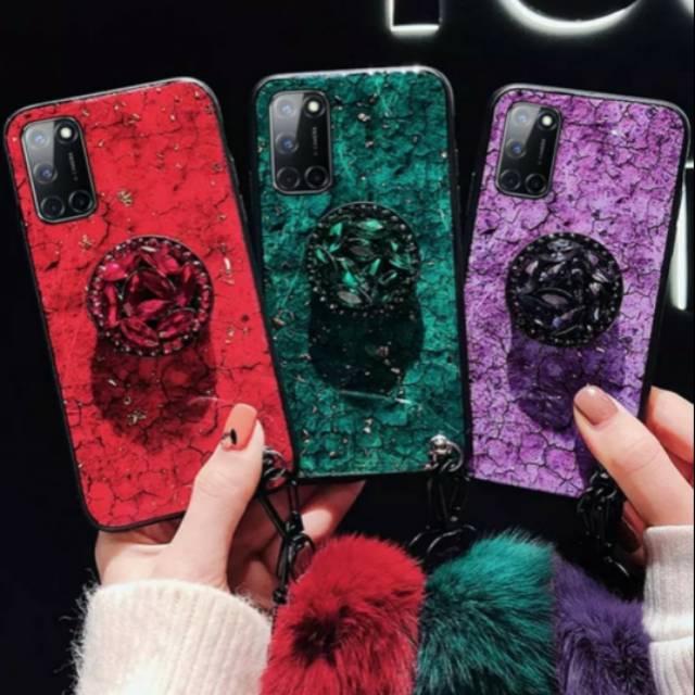 Original cover casing glitter oppo a92 2020 softcase marmer bling foil emas