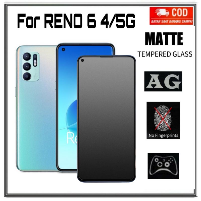 Tempered Glass matte OPPO RENO 6 (4G/5G) Reno 7z Reno 75G Reno 5 Reno 5f Tg Anti Glare Anti Gores kaca full Sreen