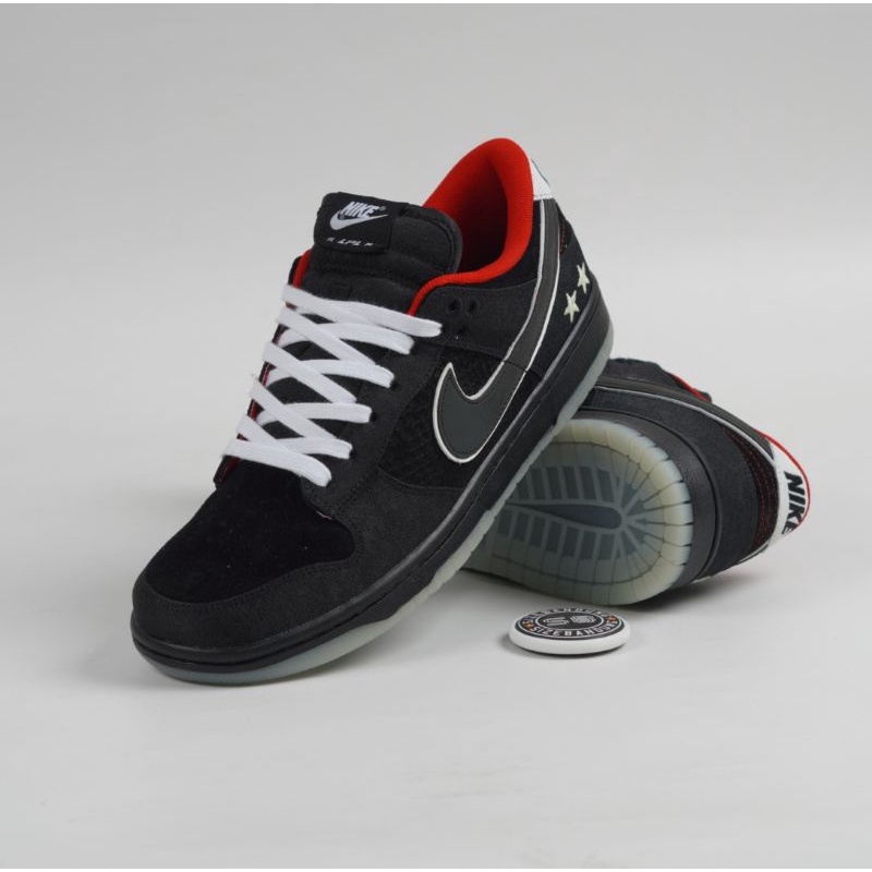 LPL x Nike SB Dunk Low Hitam Putih Cerah Crimson