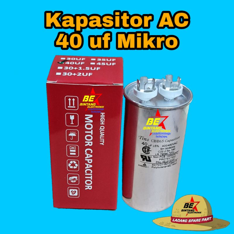 Tins KAPASITOR AC 40 MIKRO CAPASITOR AC 40UF CAPASITOR 40 UF 40 MICRO FARAD