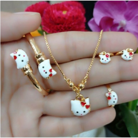 set perhiasan xuping anak motif hello Kitty cat