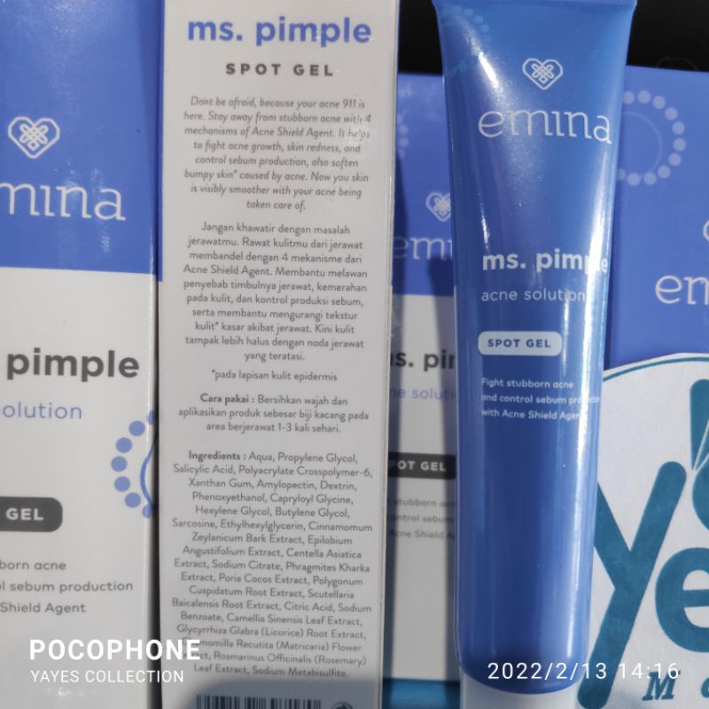 Emina Acne Solution Ms. Pimple Face Wash Spot Gel Moisturizing Sabun Cuci Muka 50 ml Pelembab 20 ml 15 ml kulit Minyak berjerawat jerawat