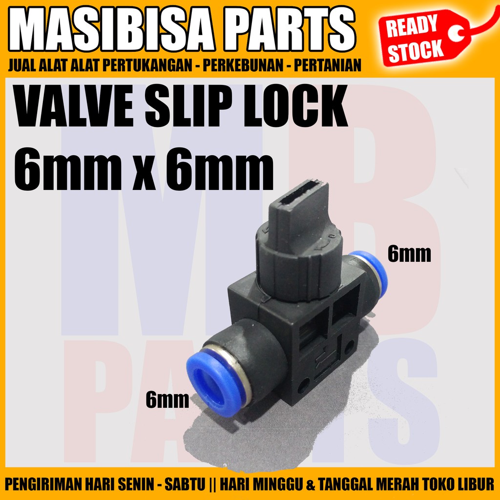 SLIP LOCK FITTING / KERAN PNEUMATIC / VALVE ON / OFF 6mm - 6mm