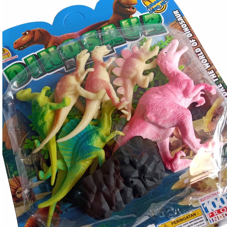 Set Miniatur 6 pcs Jurassic Dino Karet Multiwarna