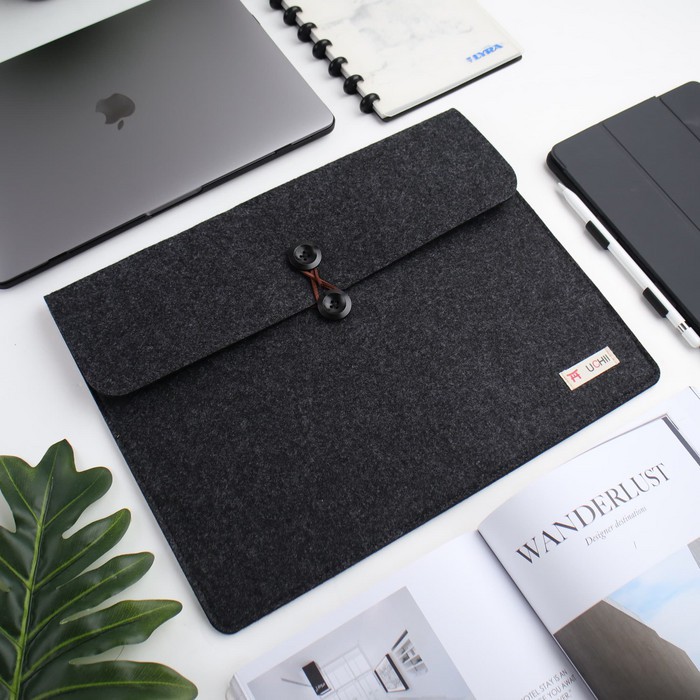 

Terlaris UCHII Portable Laptop Felt Bag Holder | File Map Kain Kancing 15.4" L Keren