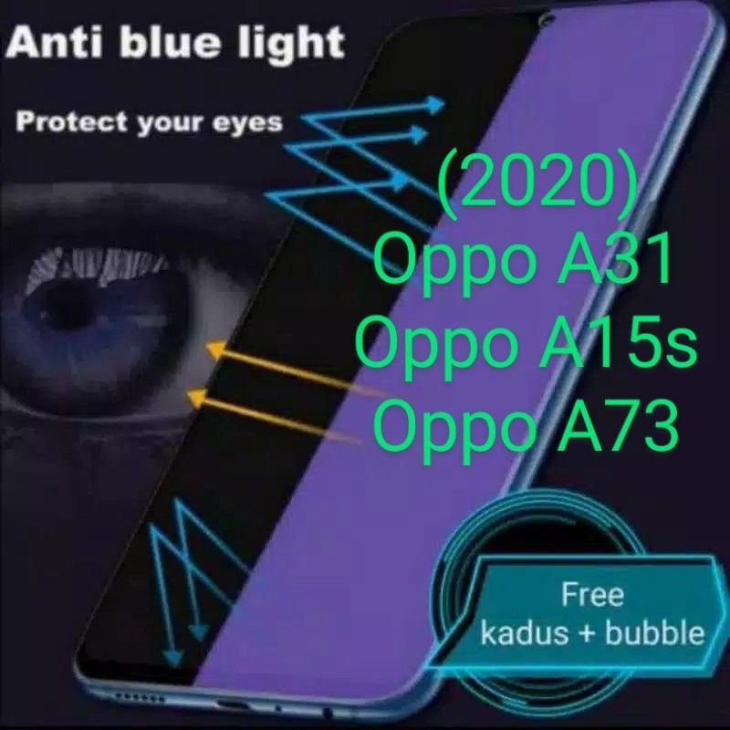 Oppo A31 A15s A73 2020 Antigores Antiblue Tempered Glass Screen Guard protector TG High Quality