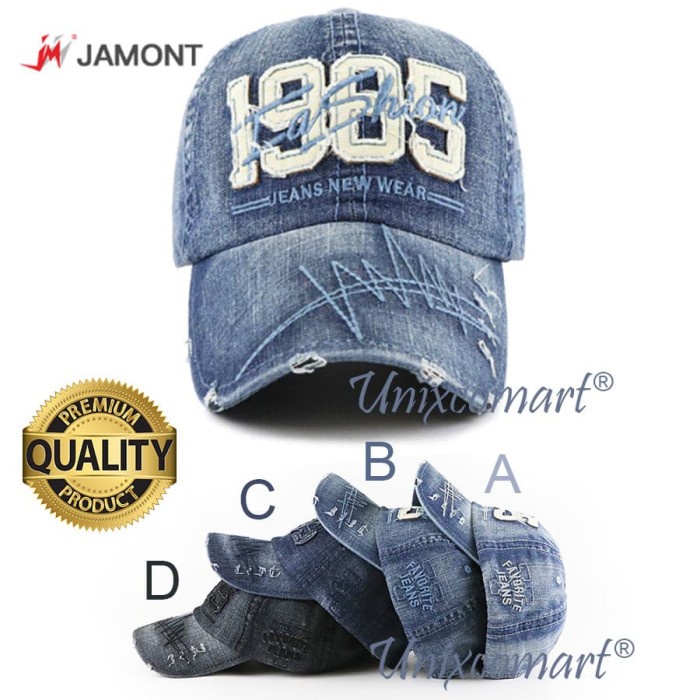 Topi Pria Jamont 1985 Fashion Jeans Topi Baseball Hat Casual Sport Pria Wanita - Code A(N1N9) Topi P