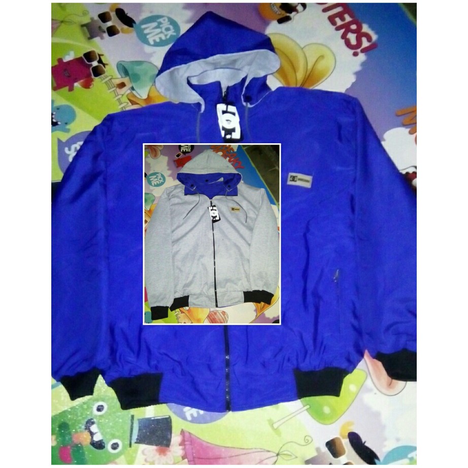 Promo Jaket Dc bolak balik biru jumbo S-S3-361