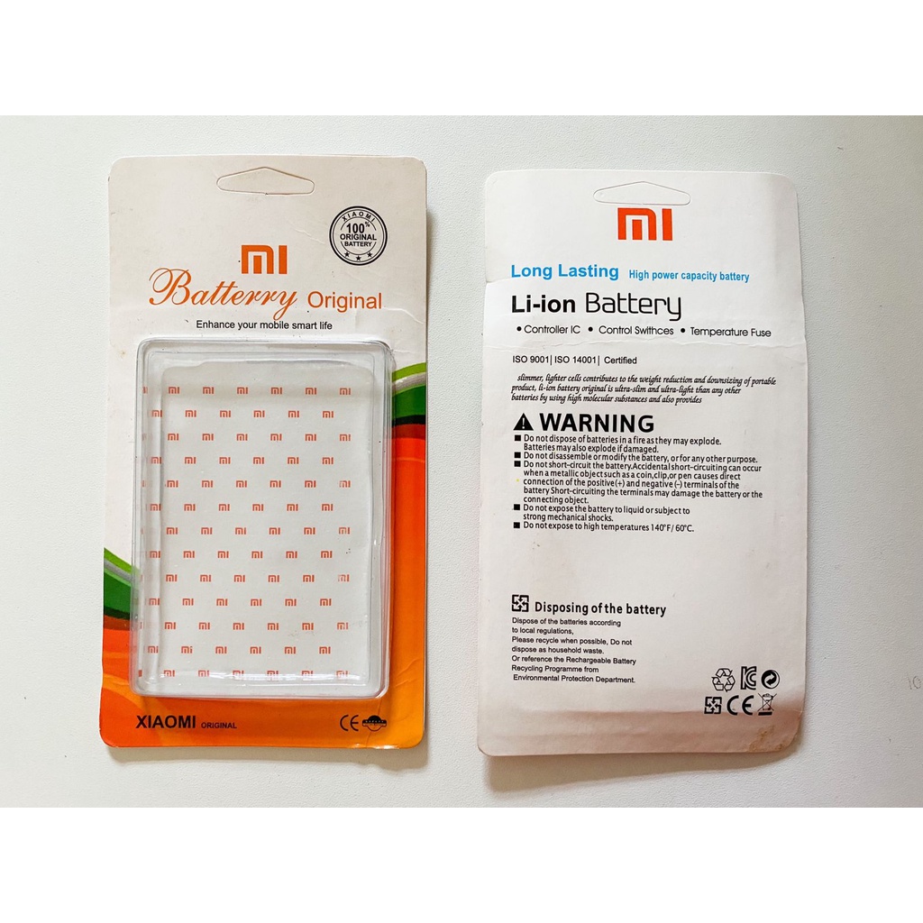 Pack Baterai Karton Mika bening xiaomi Mi redmi orange Packaging