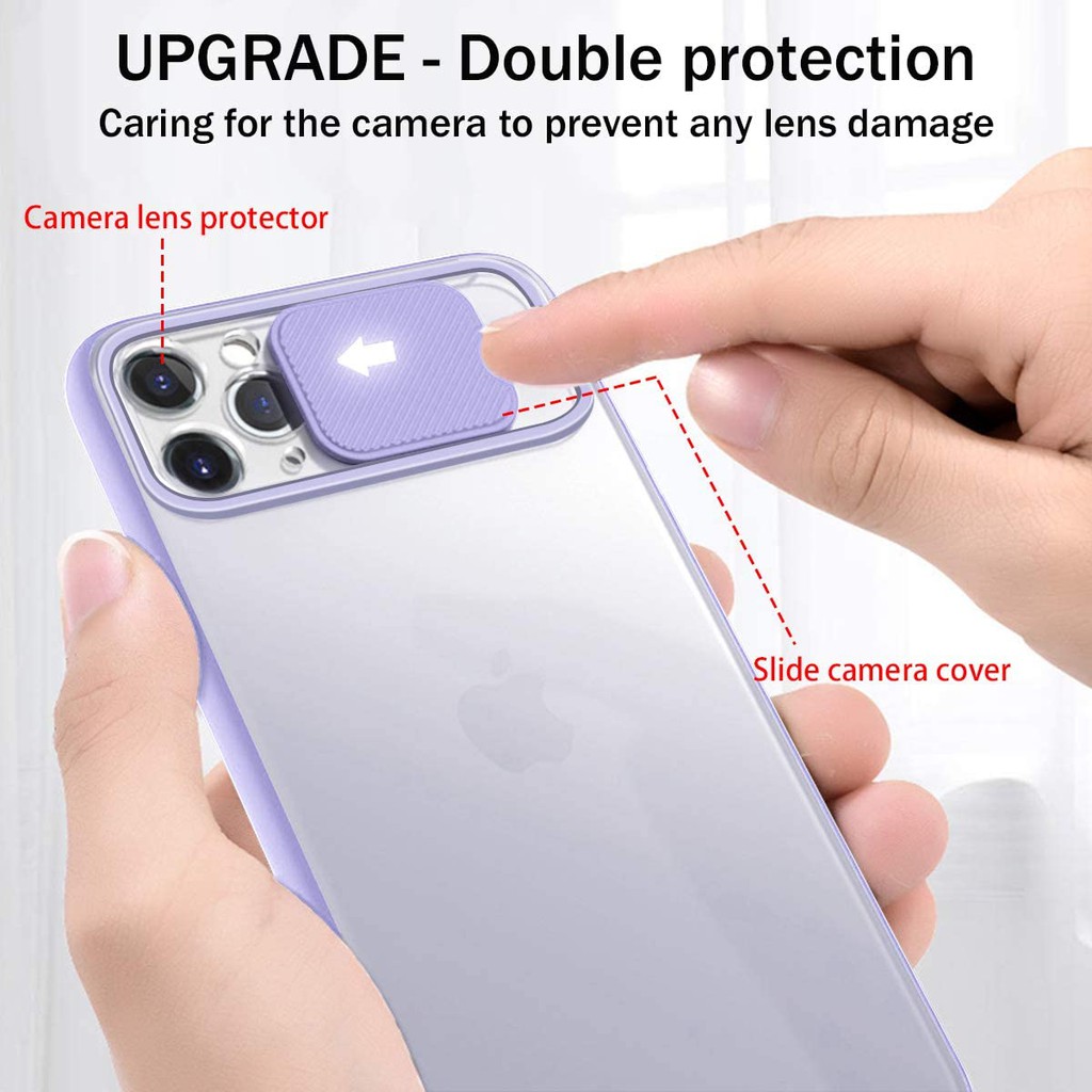 iPhone 11 12 Pro Max X XS XR 6 7 8 Plus SE 2020 Case Slide Camera Lens Protection Shockproof Phone Case Color Matte Transparent Cover