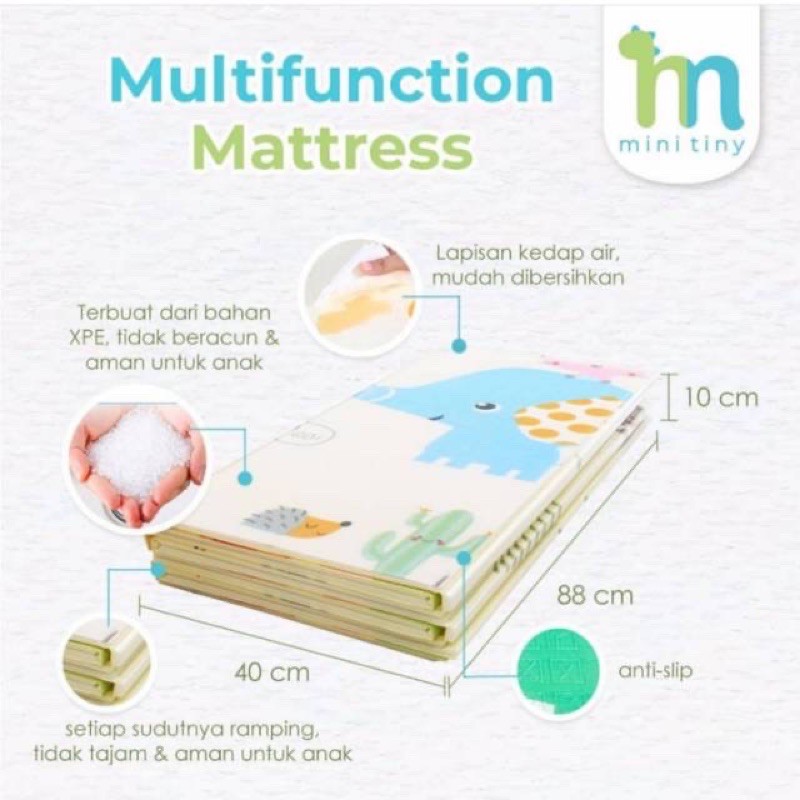 Playmat multifungsi minitiny - foldable multifunction mattress | alas main anak