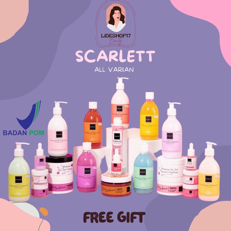 ALL PRODUCT SCARLETT SERUM / HANDBODY SCARLETT ESSENCE TONER SCARLETT / BODY SCRUB SCARLETT WHITENING