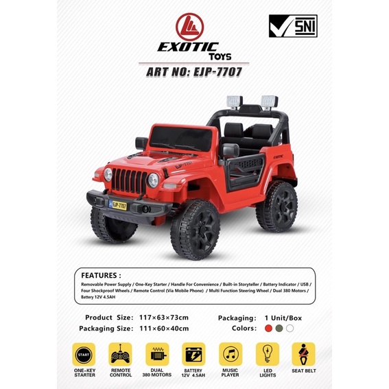 Mobil Aki Anak EXOTIC Jeep EJP-7706 EJP-7704 7727 7707 EJP7706 EJP7004 EJP7727 EJP7707 Remote Remot Murah-4