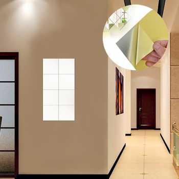 Sticker Cermin Dinding Rumah Sticker 3D Wall Sticker Dekorasi Model Square Mirror 9PCS