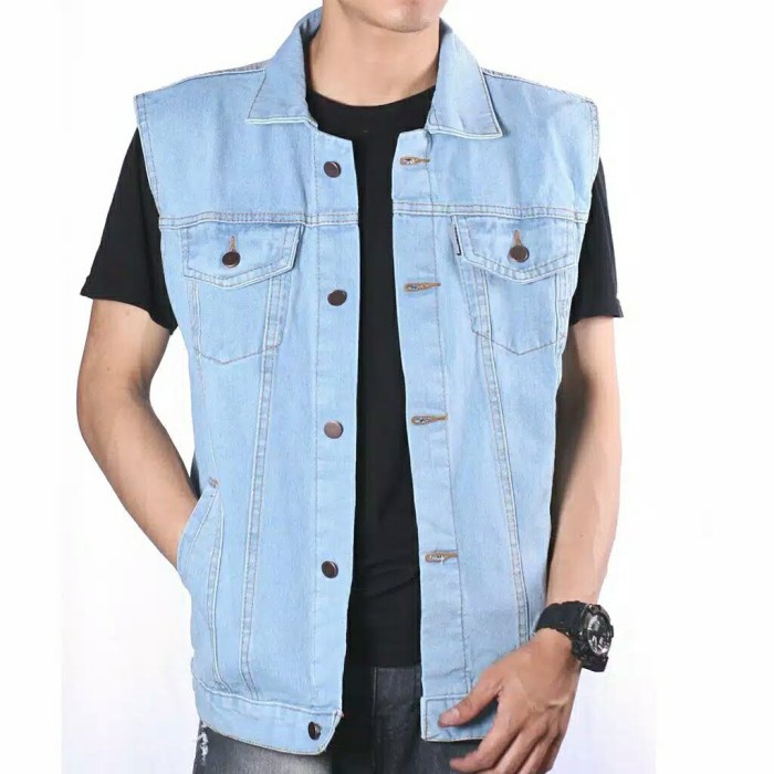 Jaket Rompi Jeans Pria Jacket Vest Denim Rompi Jeans Levis M L XL XXL - bioblitz, M