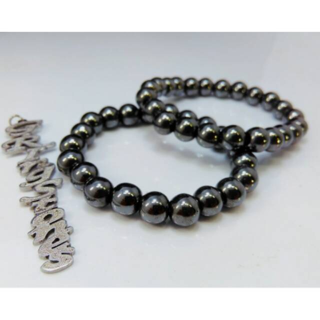GELANG HEMATITE BLUSTIN MARJAN BULAT NON MAGNET / KESEHATAN