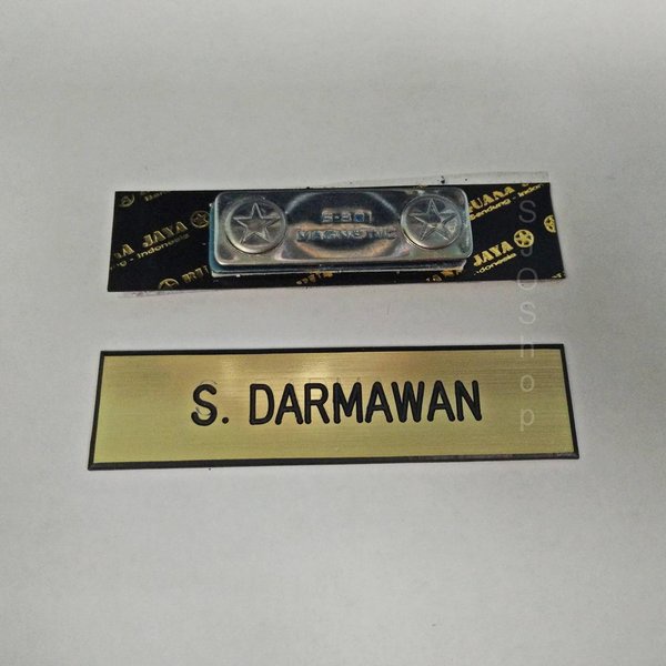 Name Tag Nama Dada Grafir magnet EmasHitam Pns Abri Polri Karyawan Hotel Cafe Restauran