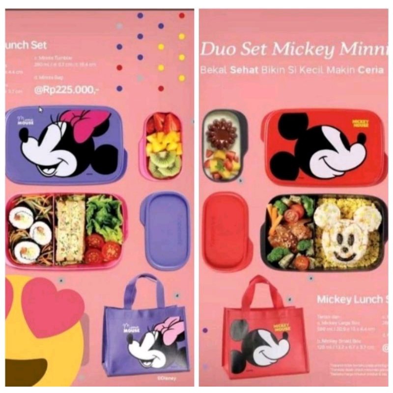 Micky mickey minnie lunch set kotak bekal makan siang anak anak laki laki perempuan pria wanita