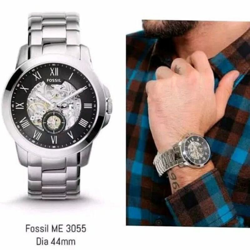 JAM TANGAN PRIA WANITA | RANTAI | KULIT | KARET | MURAH | PRIA f0*sil ME 3055 ALL STAINLESS STEEL