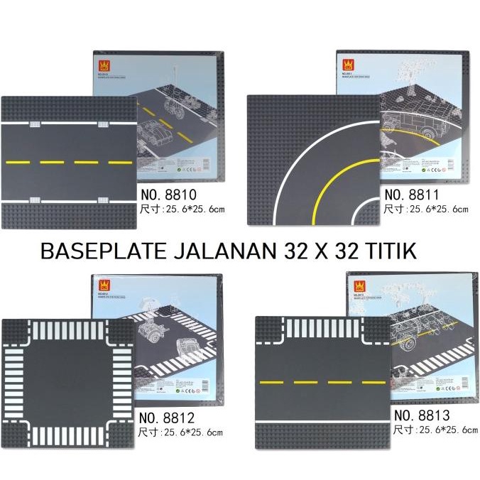 32X32 Baseplate Jalanan Road Street Alas Tatakan Brick Mainan Anak