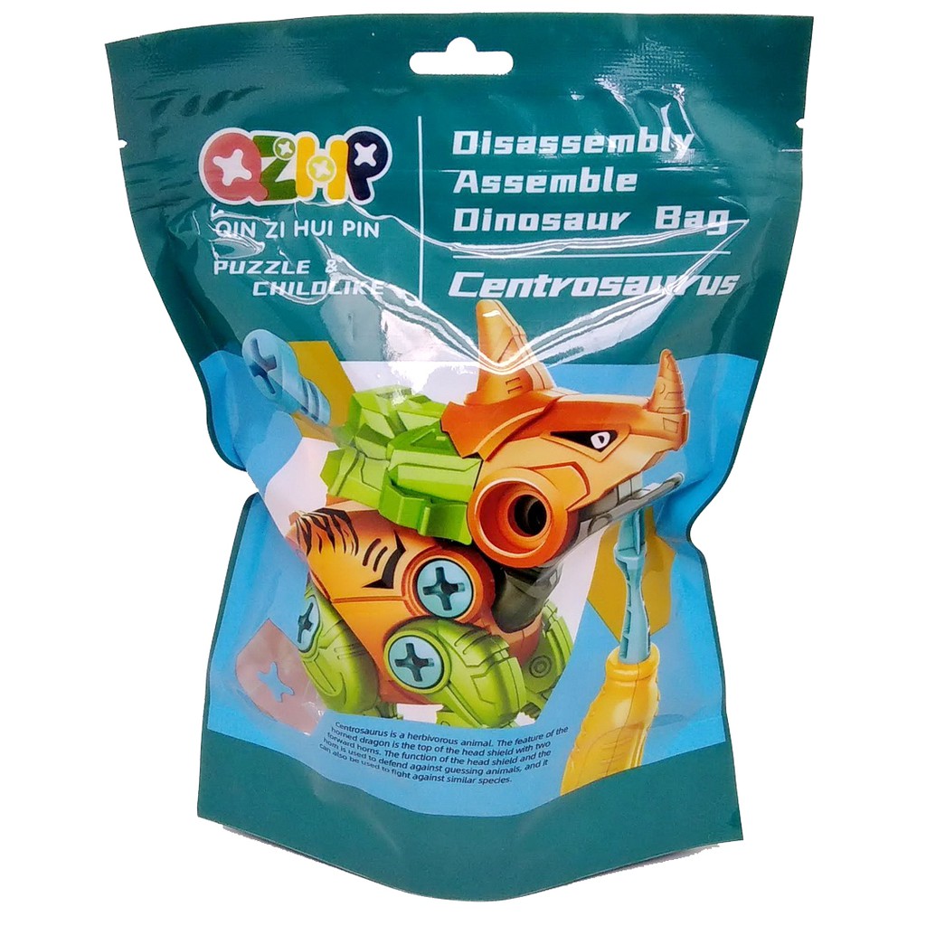 DIY Dino Puzzle Mainan Dinosaurus Plastic Bag with Skrup Education Toy