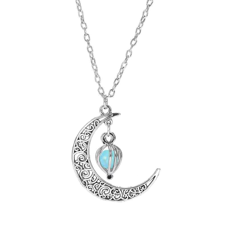 Charm Moon In The Dark Glowing Stone Necklaces Neo-Gothic Luminous Pendant Necklace For Women Jewelry Christmas Gifts