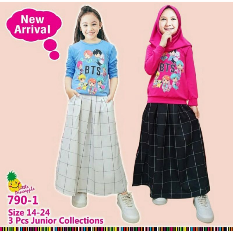 Baju Setelan Anak Perempuan Kotak 8-13 Tahun