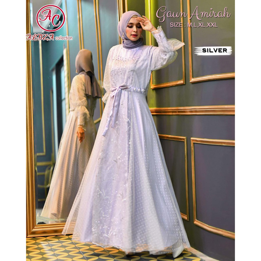 LONG GAMIS TULLE MUTIARA BORDIR / GAMIS AMIRAH