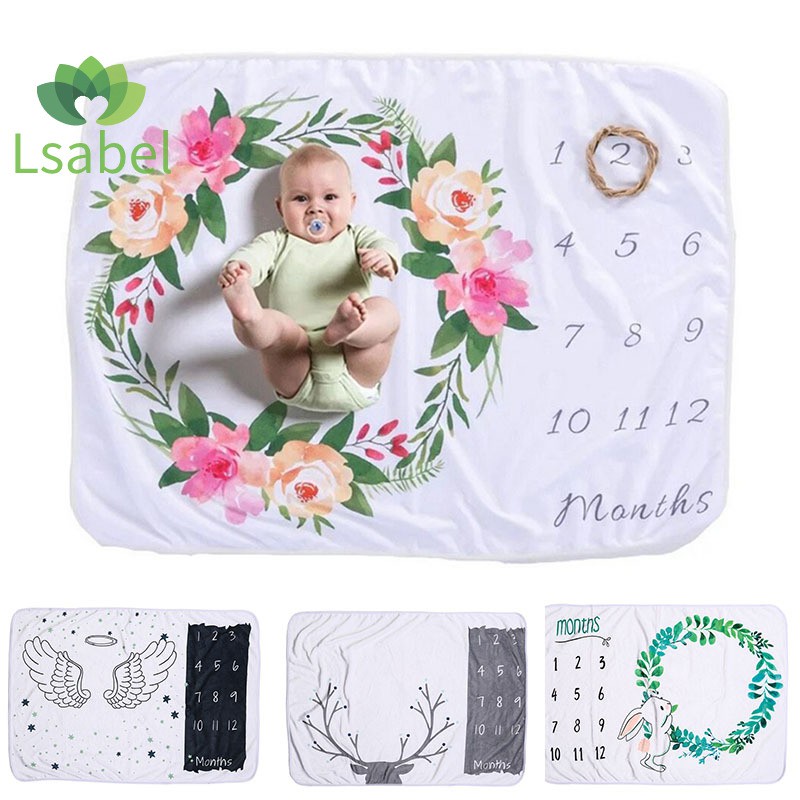 Baby Monthly Milestone Blanket Month Print Photography Prop For