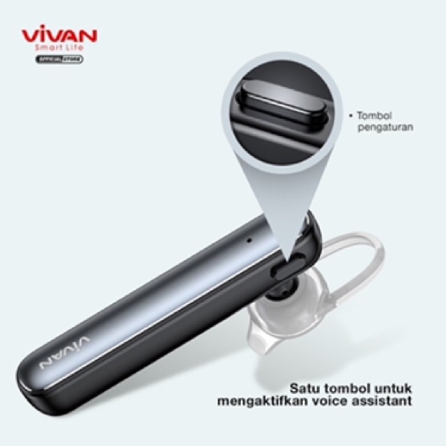 Hf Headset Earphone Bluetooth VIVAN Chat 100 5.0 HD Voice Wook Wireless Original