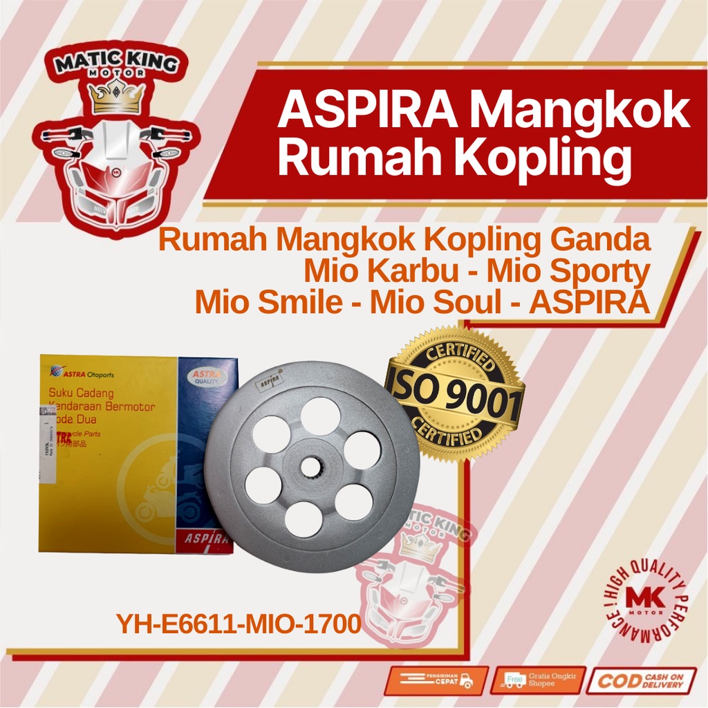 Mangkok Rumah Kampas Ganda kopling MIO Sporty Smile Soul Karbu 110 YH-E6611-MIO-1700 asli Aspira Astra Otoparts