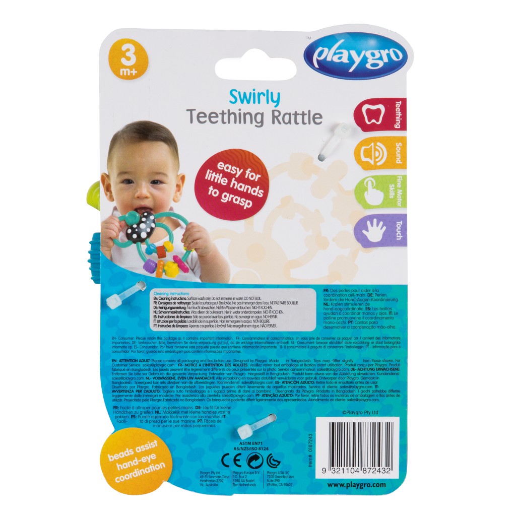 Playgro Baby Swirly Teething Rattle - Mainan Gigit Anak Bayi Balita-3
