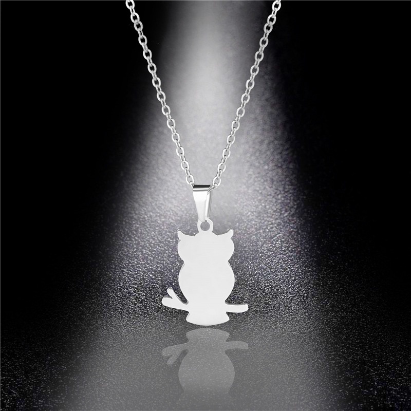 Stainless steel kalung burung hantu lucu titanium steel necklace aksesoris Korea fashion baja orname