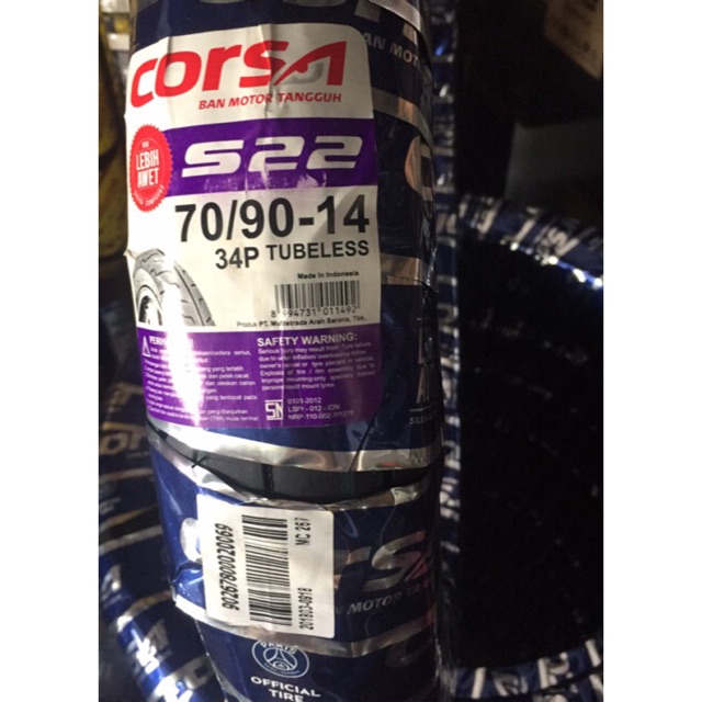 Ban Luar Corsa S22 70/90-14 Tubeless