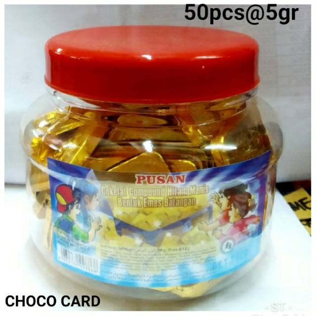 Pusan Coklat Cokelat bentuk Emas Batangan (Choco Card Gold) isi 50pcs Coklat