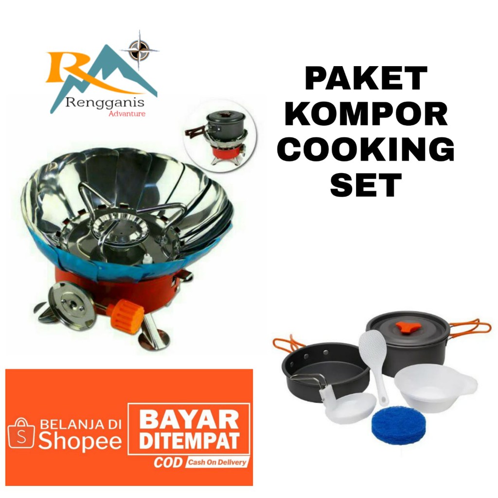 PAKETAN CAMPING Kompor Mawar Cooking Set SY 200 Paket Penggorengan Alat Masak Camping