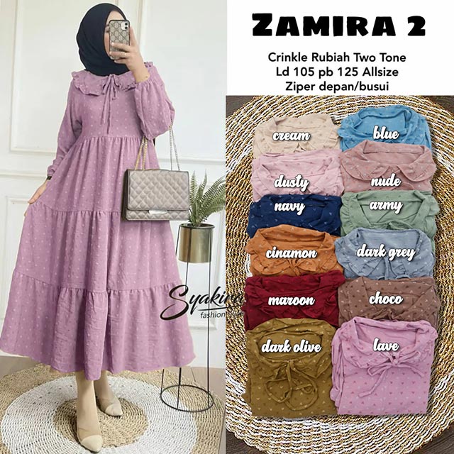 Midi Dress Wanita Bahan Crinkle Rubiah Premium Nyaman Tebal Fashion Muslim Remaja Kekinian Homie Dre