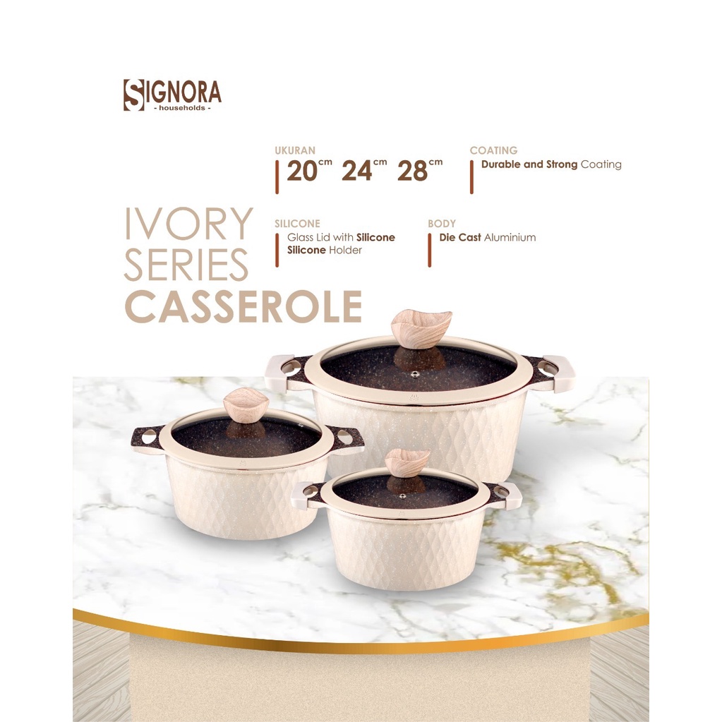 Signora Ivory Series Casserole Free Skillet 24cm