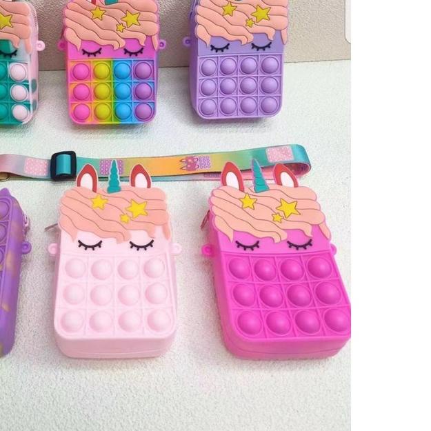 ➲ tas pop it unicorn kuda poni pelangi donat tas pop it bisa di mainkan tas selempang import ♪