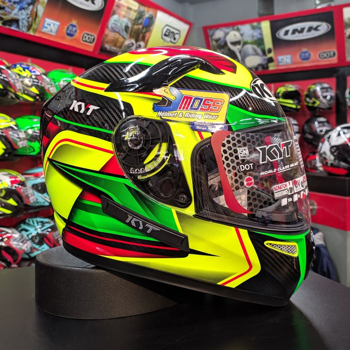 Helm KYT K2 Rider Super Fluo #2 Yellow Fluo Carbon || Original Product
